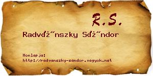 Radvánszky Sándor névjegykártya